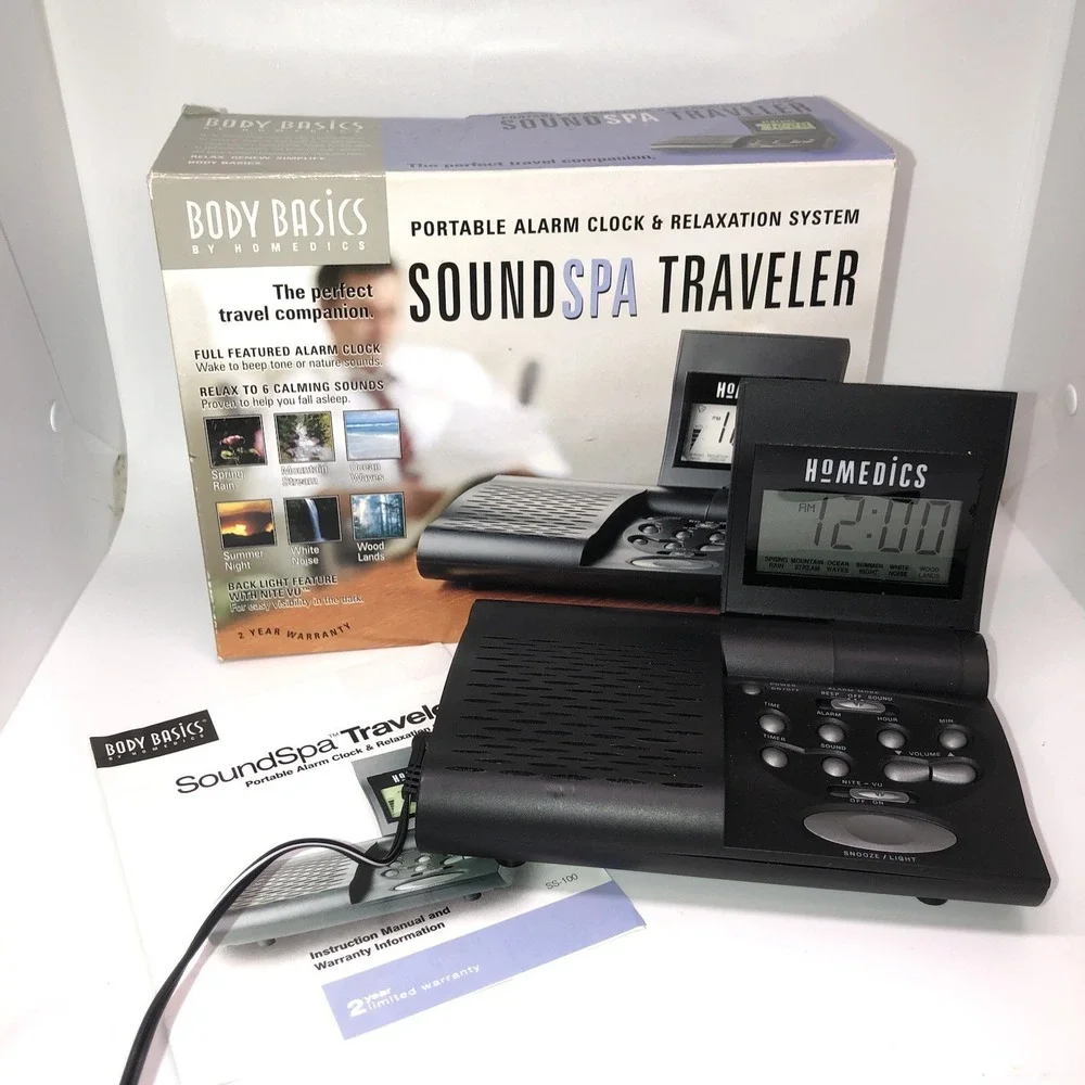 Homedics Body Basics SoundSpa Traveler Alarm Clock Relax System SS-100 Works